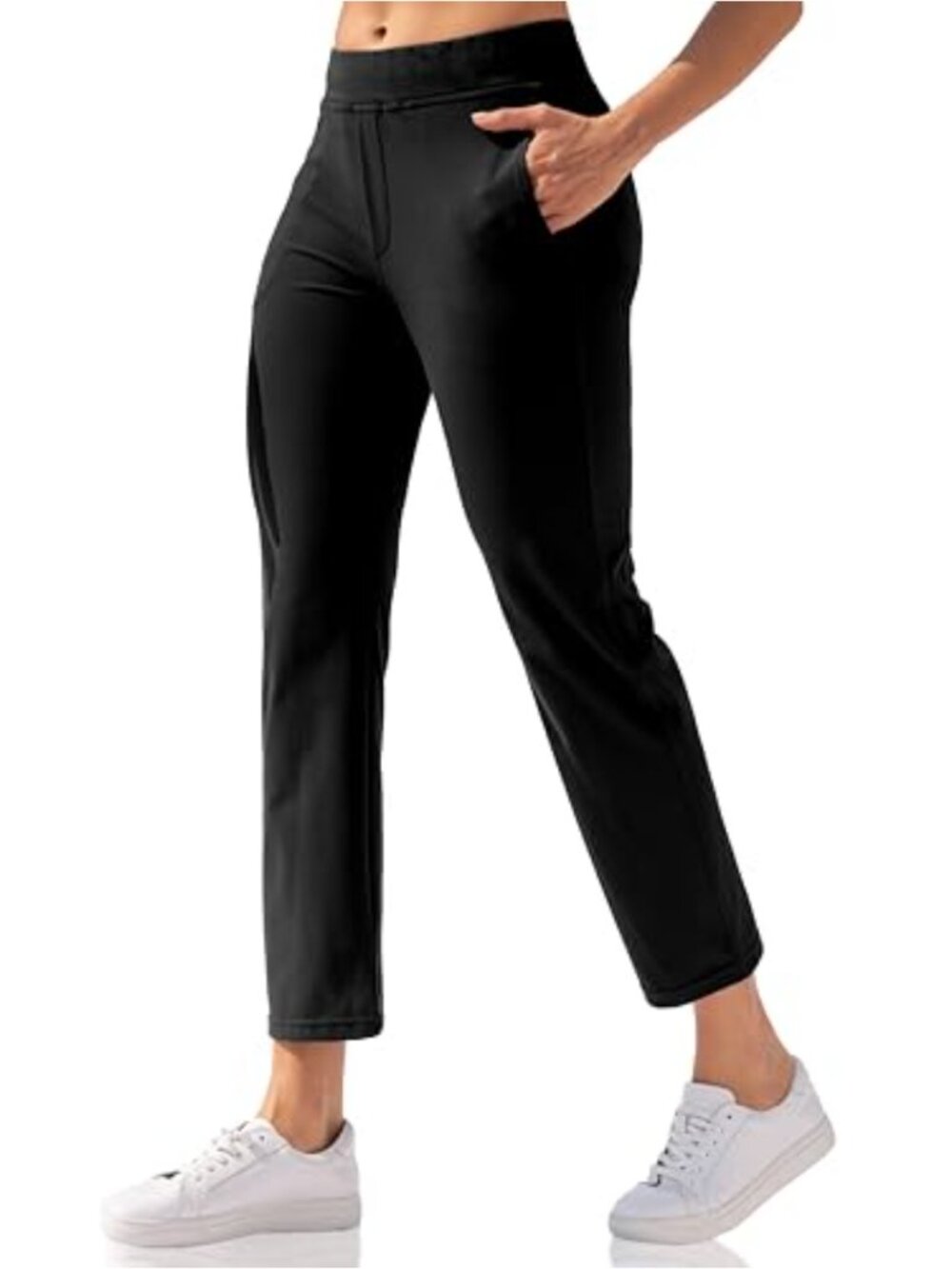 Women's Ankle Yoga Pants Straight Leg Golf Pants 5 Pockets High Rise